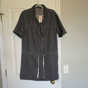 NWT Universal Thread Drawstring Drop Waist Charcoal Mini Dress - M